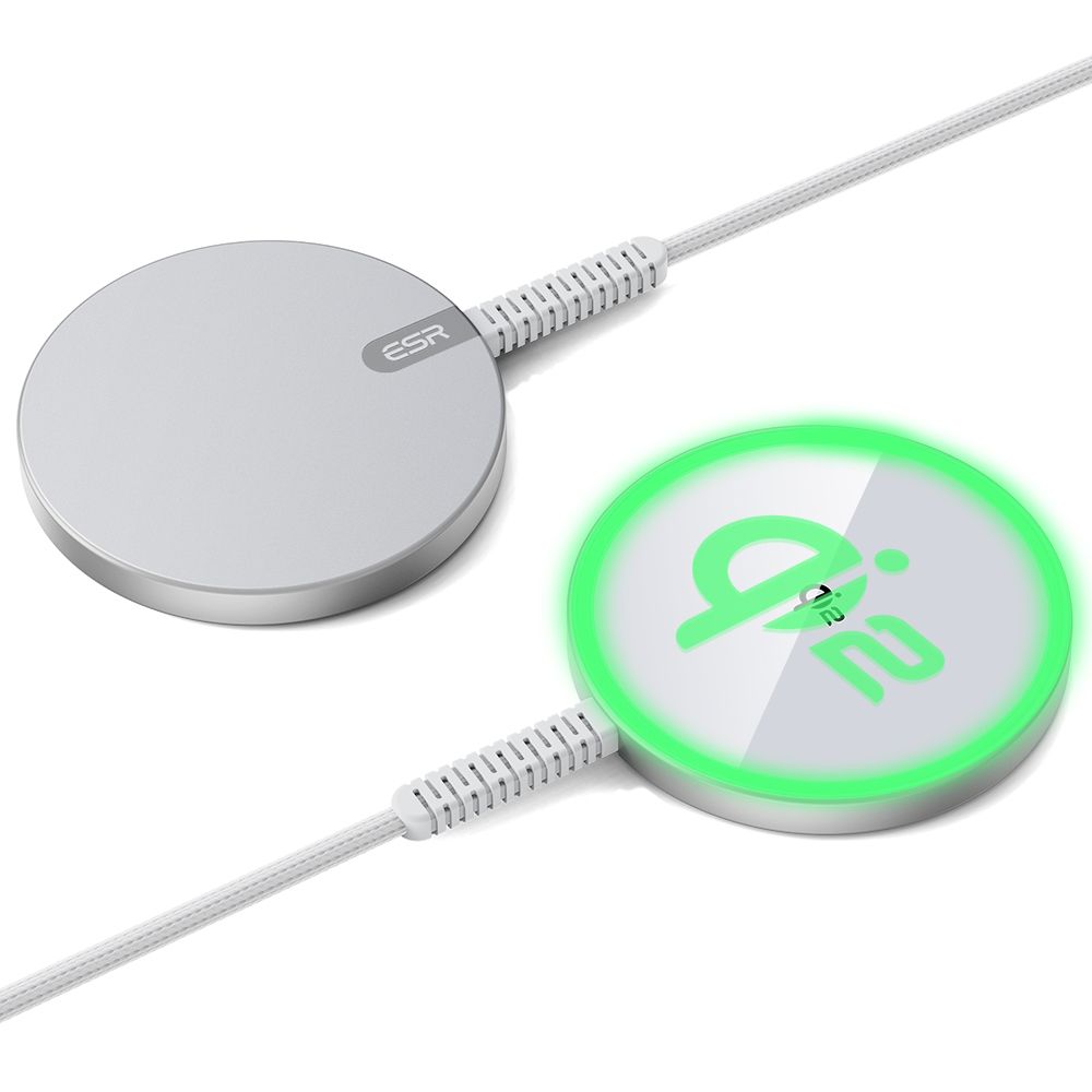 Draadloze Netwerkoplader ESR HaloLock, 15W, 1.67A, Zilver
