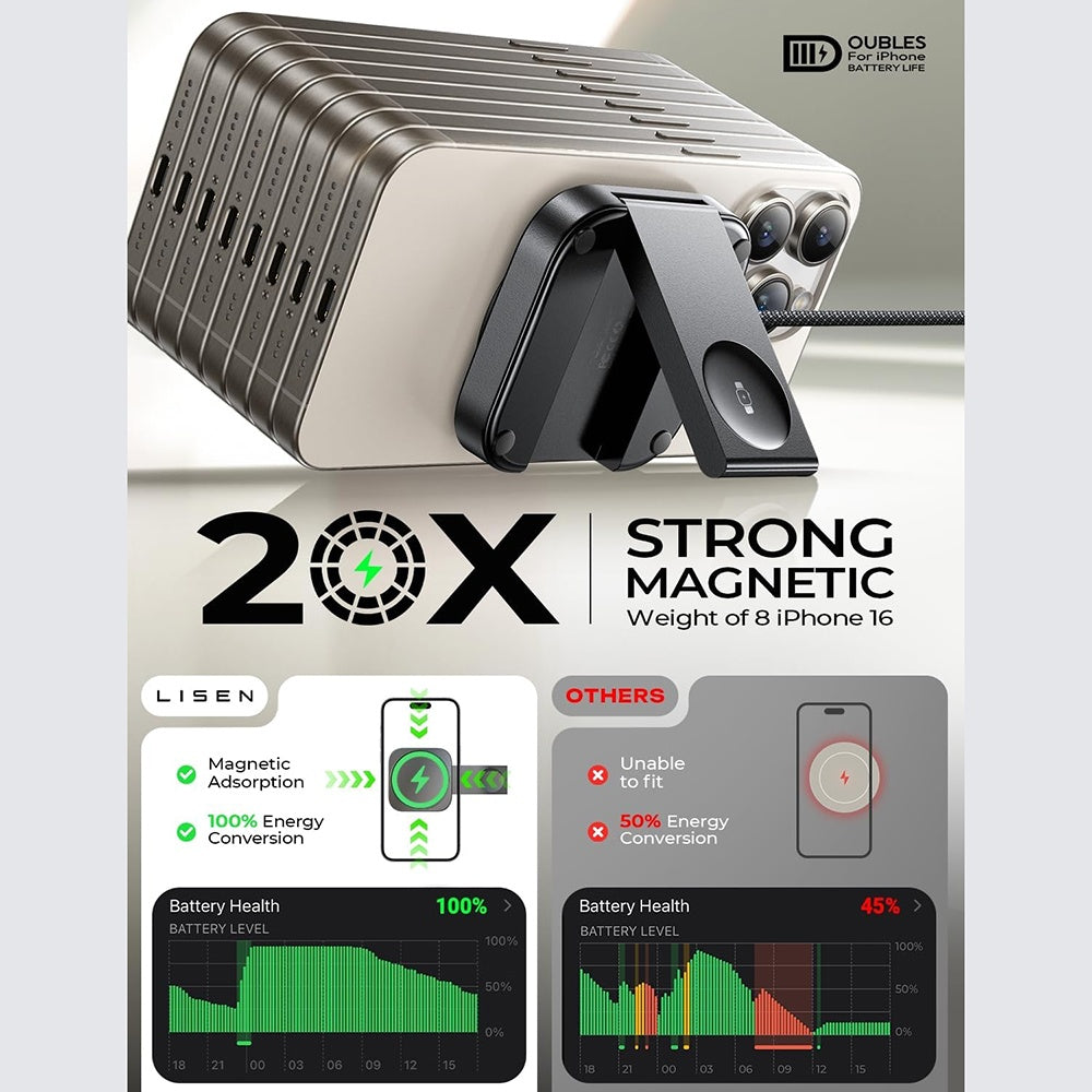 Lisen 2in1 Wireless Netzladegerät, 15W, 1.67A, Schwarz YL0324100013