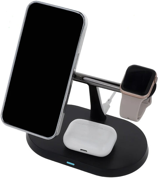 Chargeur Réseau Sans Fil MaXlife MXWC-03 3en1, 15W, 1.67A, Noir