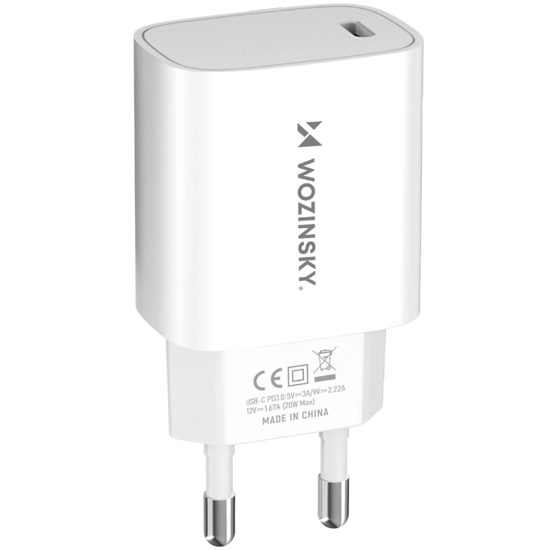Chargeur Secteur WZK WGWCCW, 20W, 3A, 1 x USB-C, Blanc