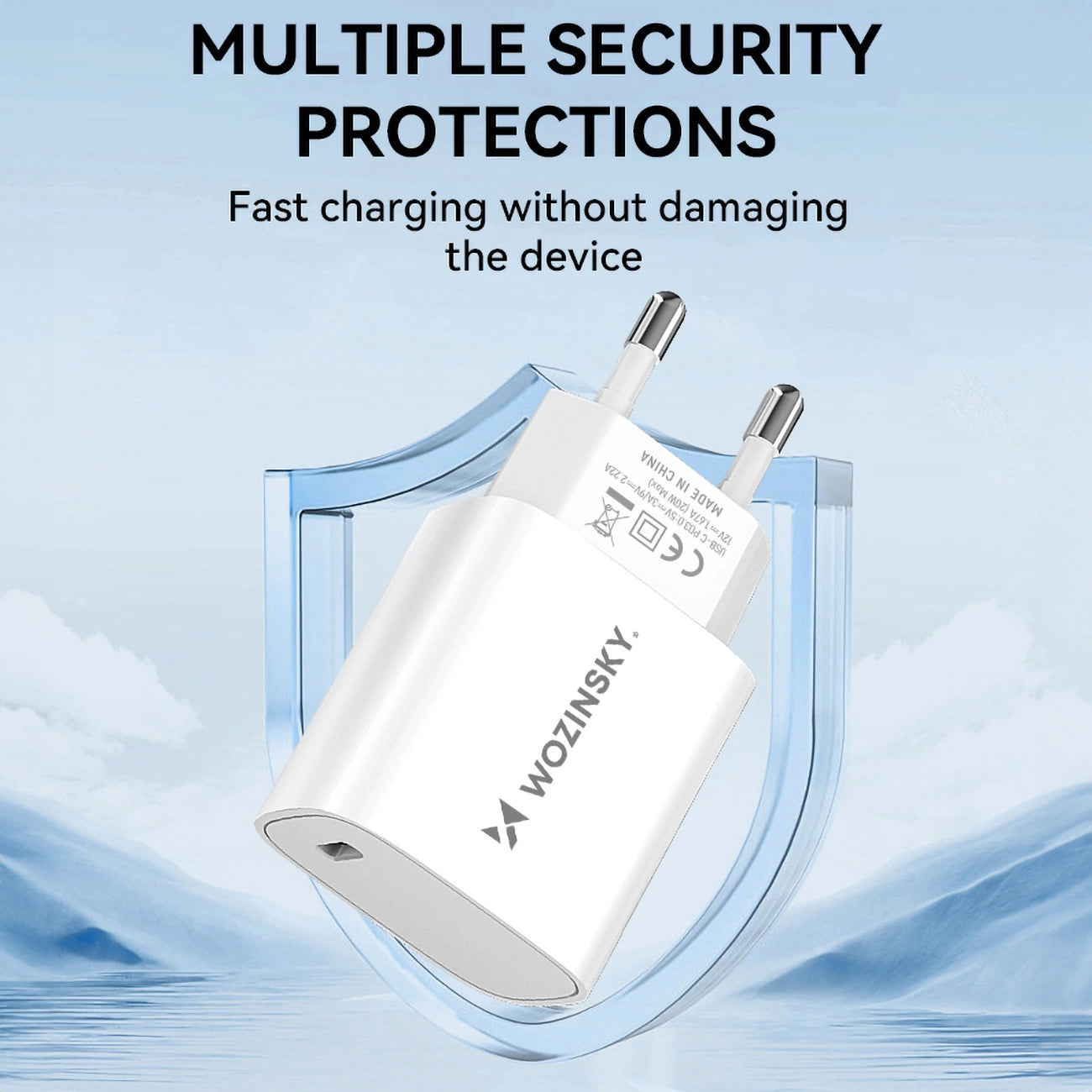 Chargeur Secteur WZK WGWCCW, 20W, 3A, 1 x USB-C, Blanc