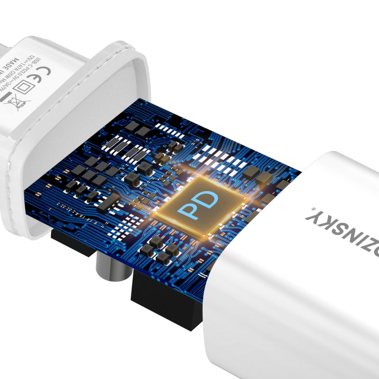 Chargeur Secteur WZK WGWCCW, 20W, 3A, 1 x USB-C, Blanc