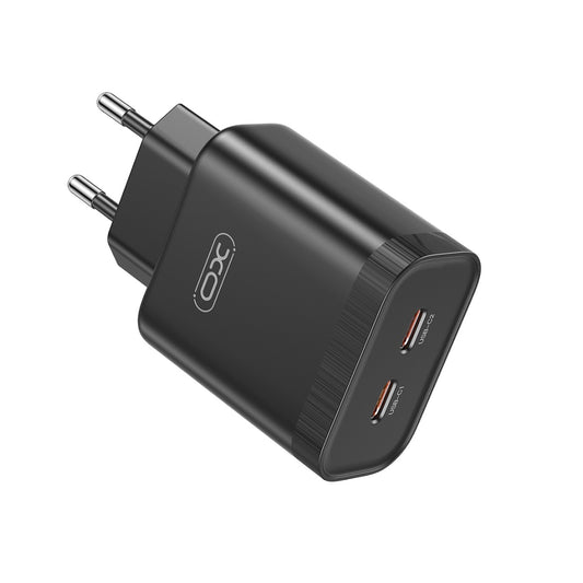 Chargeur réseau XO Design L105, 35W, 3A, 2 x USB-C, noir
