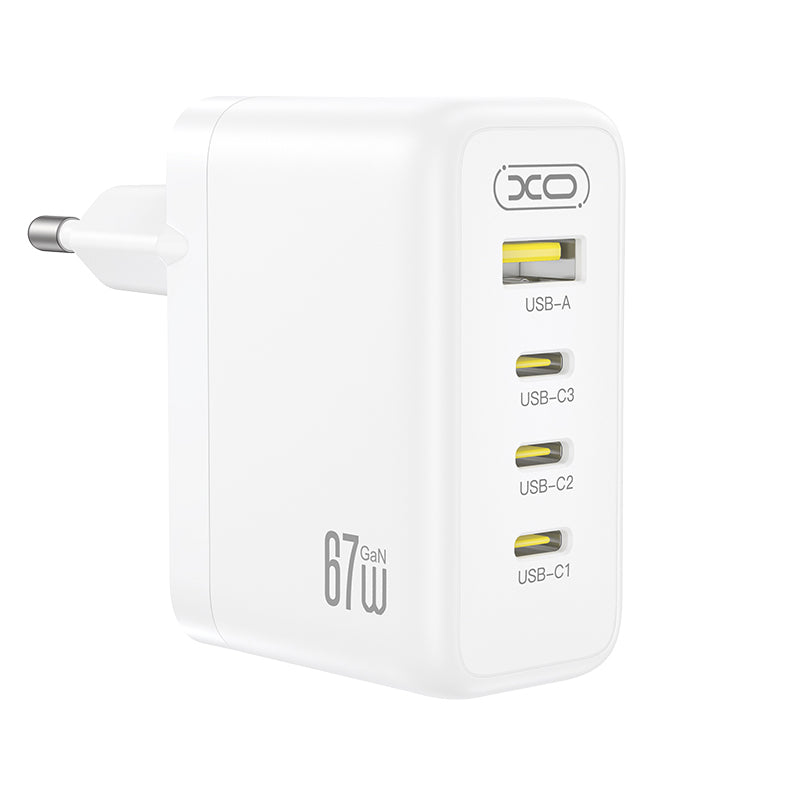 Chargeur secteur XO Design CE39, 67W, 3A, 1 x USB-A - 3 x USB-C, Blanc