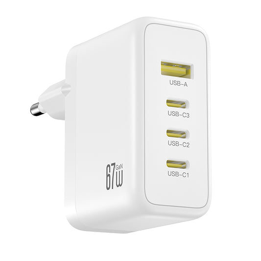 Chargeur secteur XO Design CE39, 67W, 3A, 1 x USB-A - 3 x USB-C, Blanc