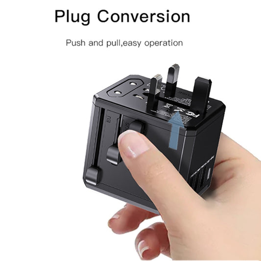 Yesido MC10 Travel Netwerkoplader, 12W, 2.4A, 1 x USB-C - 3 x USB-A, Zwart