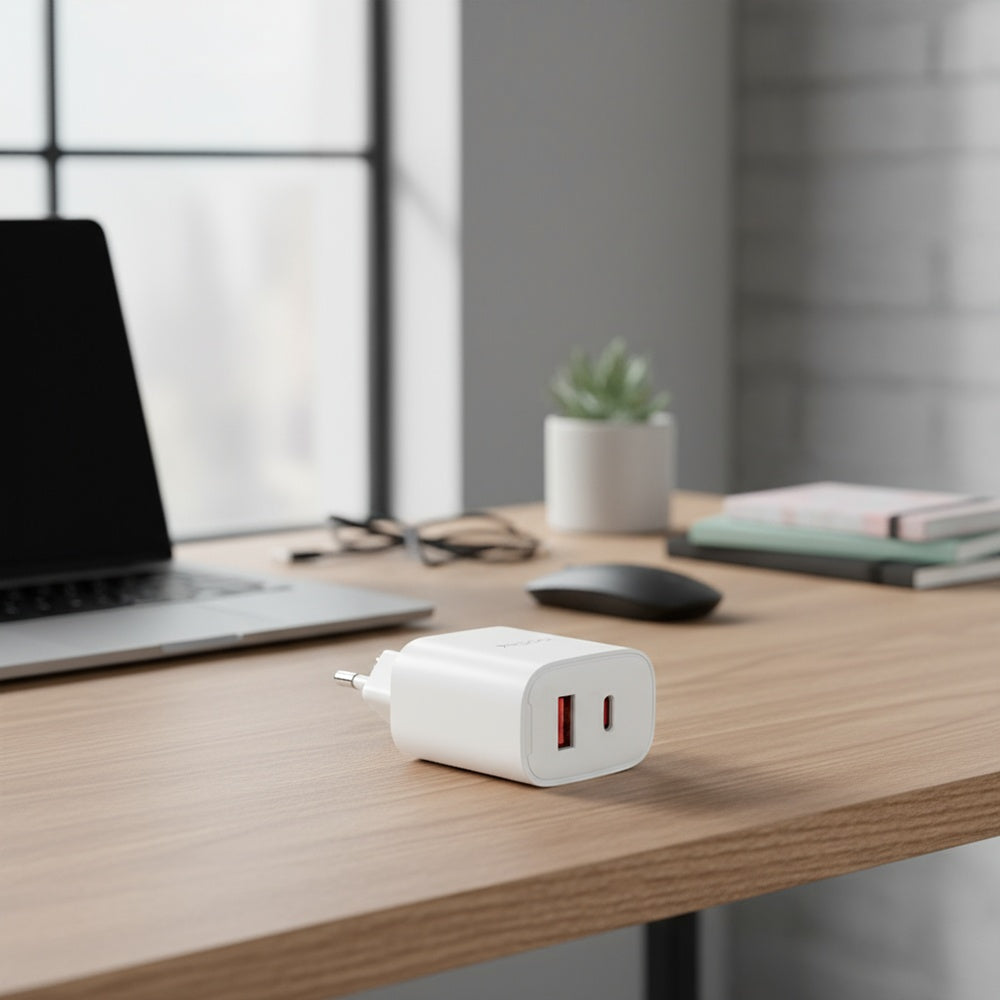 Netwerkoplader Yesido YC02E, 20W, 3A, 1 x USB-A - 1 x USB-C, Wit