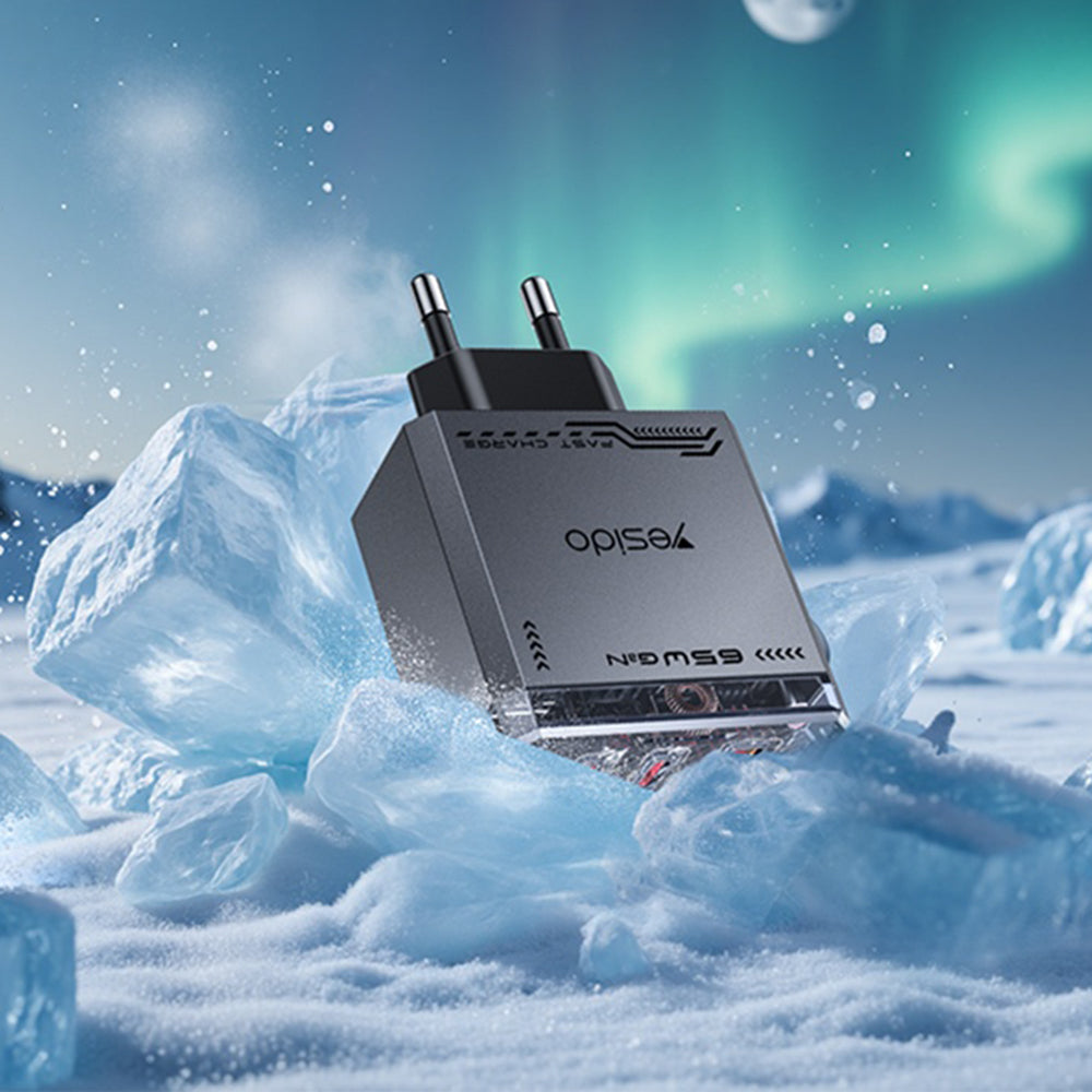 Chargeur Réseau Yesido YC101, 65W, 3.25A, 1 x USB-A - 2 x USB-C, Noir