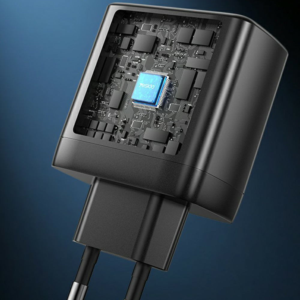 Chargeur Réseau Yesido YC144, 65W, 3.25A, 1 x USB-A - 2 x USB-C, Noir