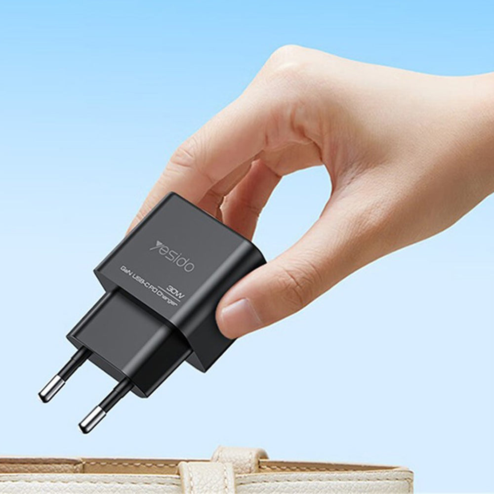 Chargeur Réseau Yesido YC64, 30W, 3A, 1 x USB-A - 1 x USB-C, Noir