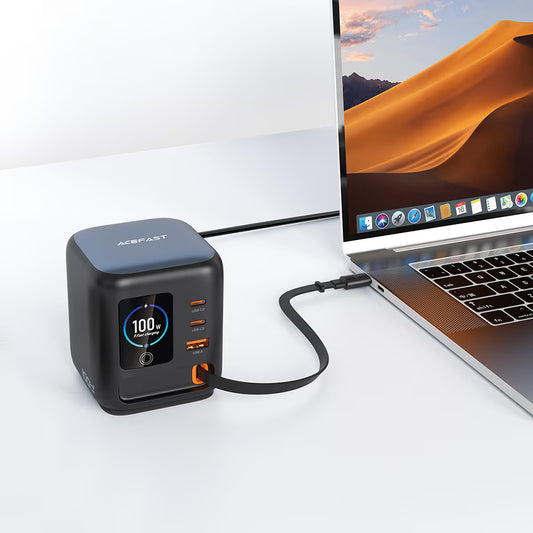 Ladestation mit USB-C-Kabel Acefast Z10, 100W, 1 x USB-A - 2 x USB-C, Schwarz