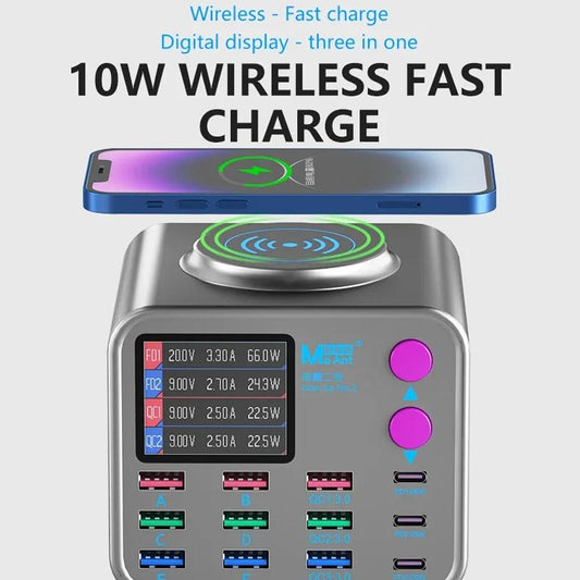 Ladestation MaAnt DianBa No.2 QI, 300W, 3A, 3 x USB-C - 9 x USB-A, Grau