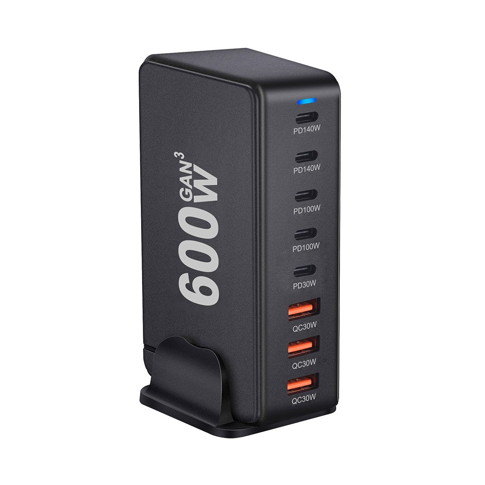 OEM Stationlader, 600W, 4 x USB-A - 4 x USB-C, Zwart