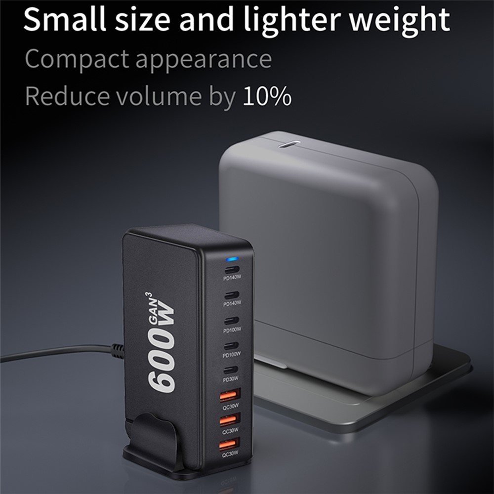 OEM Stationlader, 600W, 4 x USB-A - 4 x USB-C, Zwart