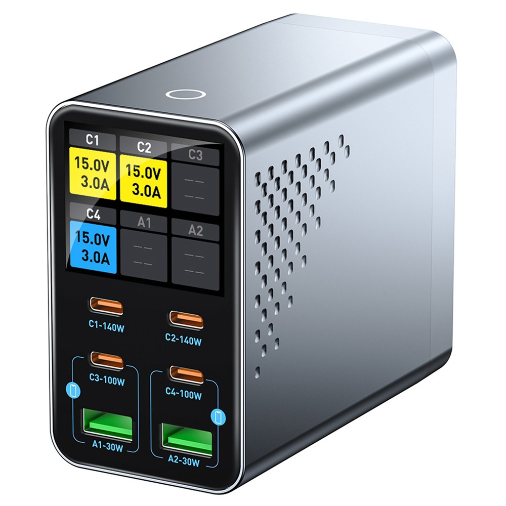 Chargeur Station OEM WLX-G3, 140W, 5A, 2 x USB-A - 4 x USB-C, Gris