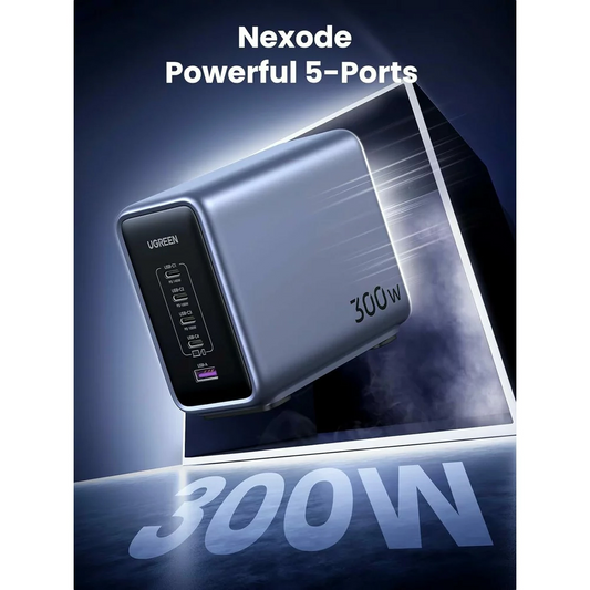 Chargeur Station UGREEN CD333 Nexode, 300W, 5A, 1 x USB-A - 4 x USB-C, Gris, Reconditionné