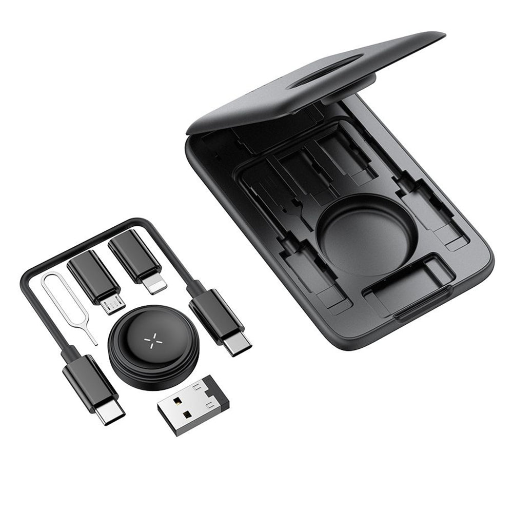Draadloze Oplader met Organizer McDodo CH-2440 8in1 voor Apple Watch Series, Zwart