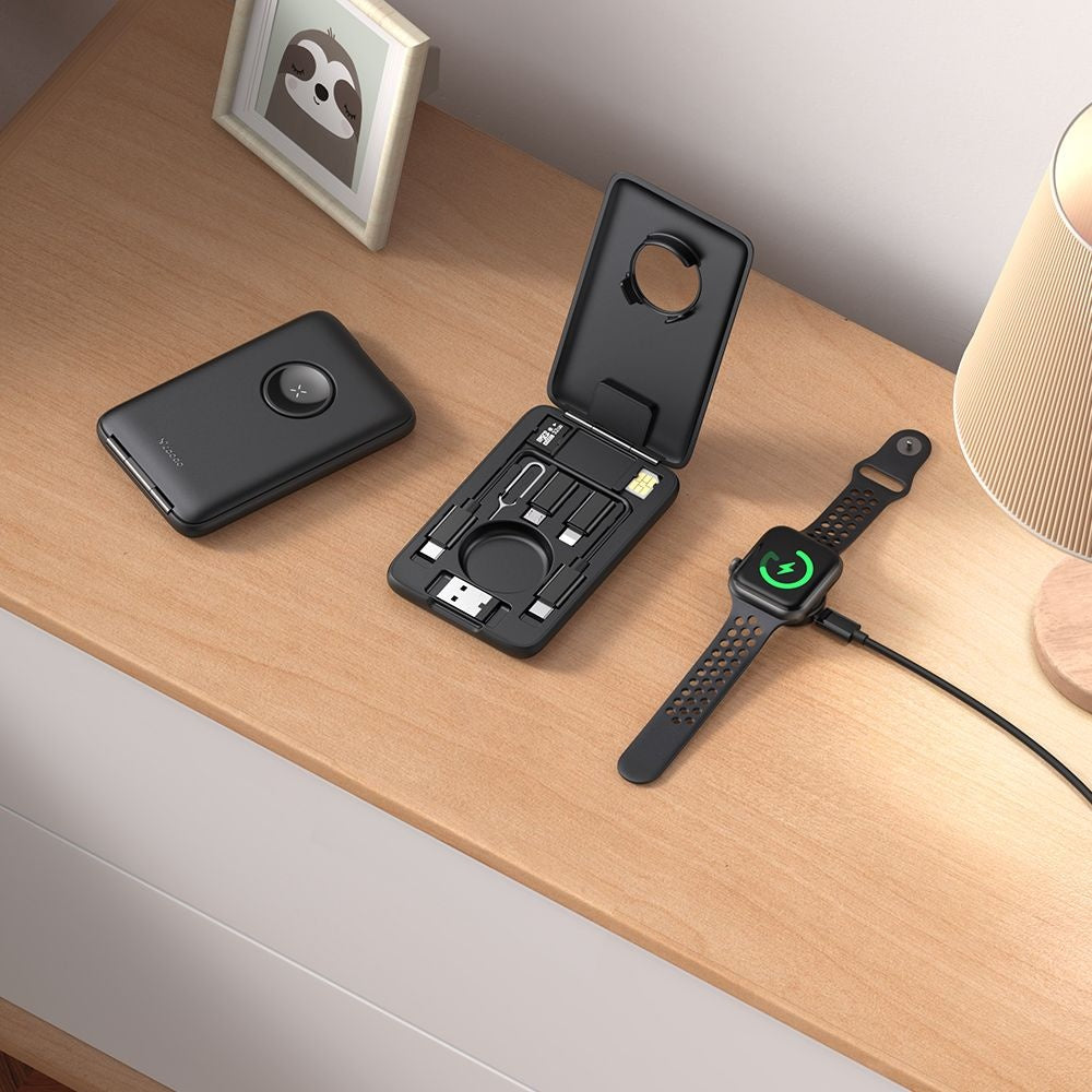 Draadloze Oplader met Organizer McDodo CH-2440 8in1 voor Apple Watch Series, Zwart