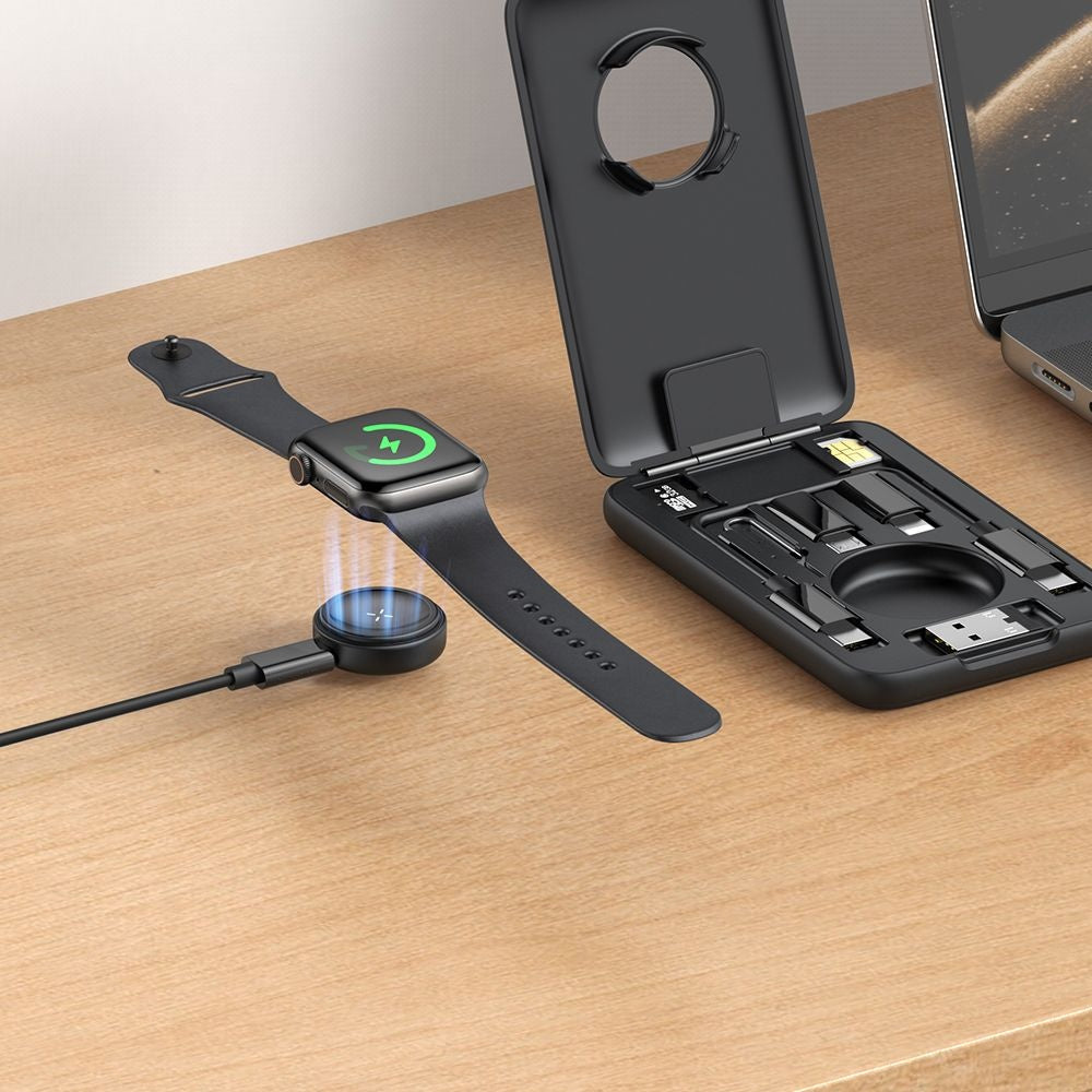 Draadloze Oplader met Organizer McDodo CH-2440 8in1 voor Apple Watch Series, Zwart