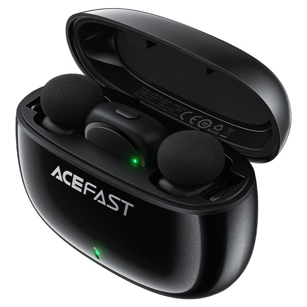 Lavalier Acefast R2, USB-C, Set 2 stuks, Zwart