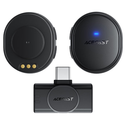 Lavalier Acefast R3, USB-C, Set 2 stuks, Zwart