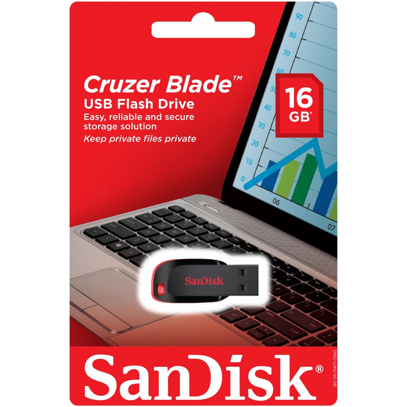 Externer USB-A Speicher SanDisk Cruzer Blade, 16Gb SDCZ50-016G-B35