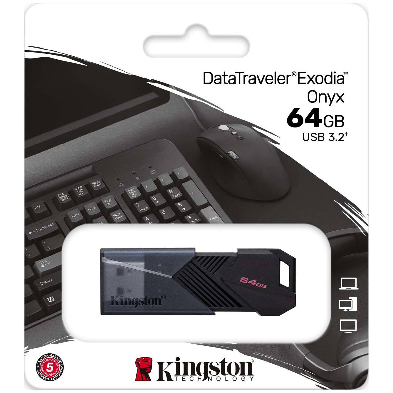 Kingston Exodia Onyx USB-A 3.0 Externer Speicher Kingston Exodia Onyx, 64Gb DTXON/64GB