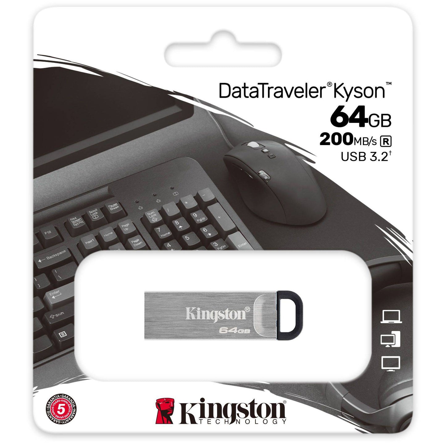 Externe Geheugen USB-A 3.2 Kingston DT Kyson, 64Gb DTKN/64GB