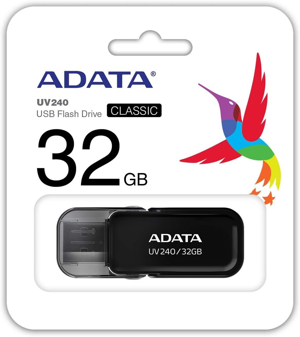 USB-A Extern Geheugen Adata UV240, 32Gb AUV240-32G-RBK AUV240-32G-RBK
