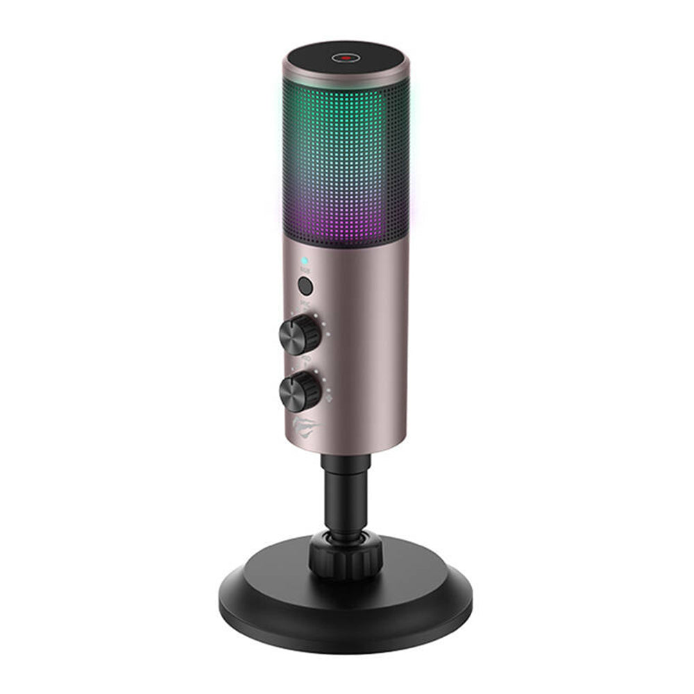 Microphone HAVIT GK61, RGB, USB-C, Gris