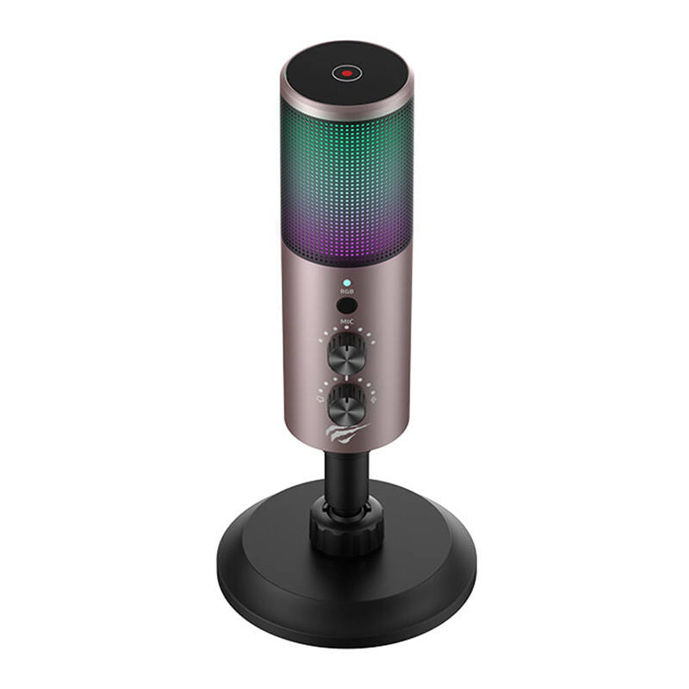 Microphone HAVIT GK61, RGB, USB-C, Gris