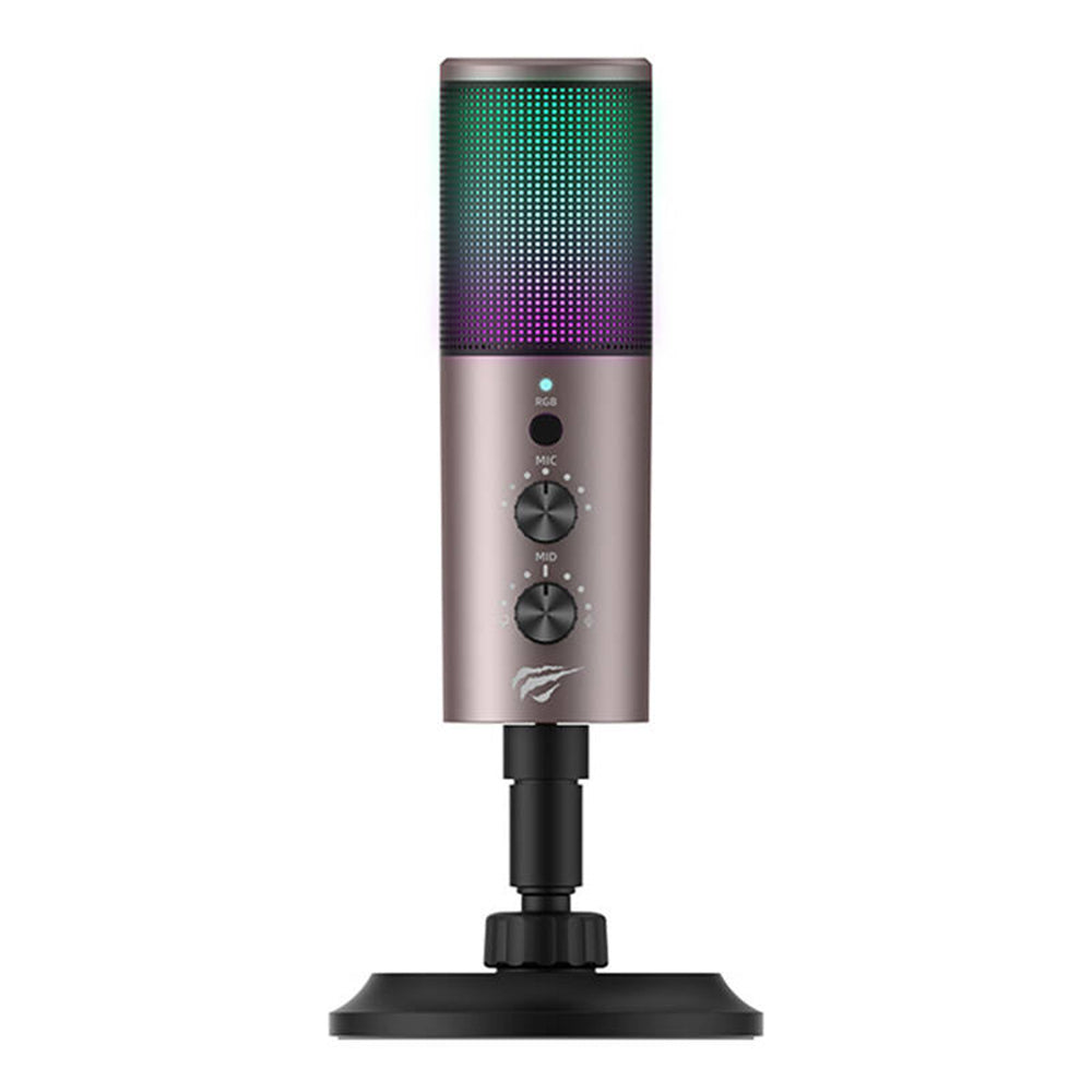 Microphone HAVIT GK61, RGB, USB-C, Gris