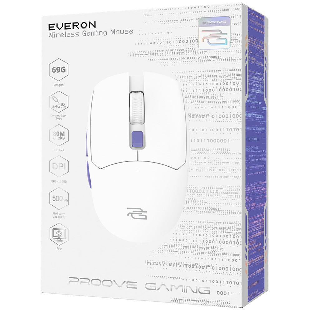 Draadloze Gaming Muis Proove Everon, 800DPI - 10000DPI, Wit WMEV00022002