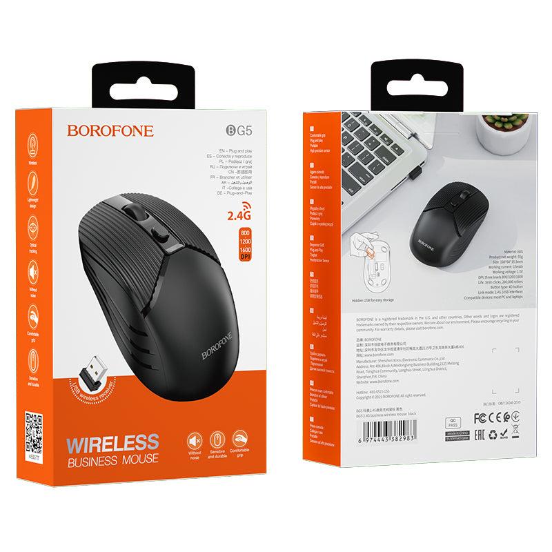 Kabellose Maus Borofone BG5, 1600DPI, Schwarz