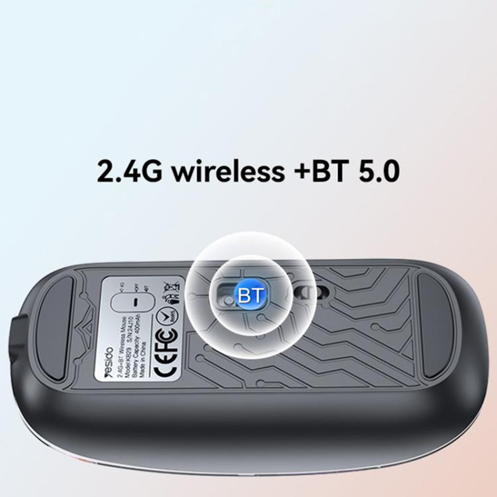 Draadloze Muis Yesido KB29, 800DPI - 1600DPI, BT / Wi-Fi, Wit