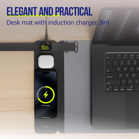 Tapis de souris Allity. ALP-100 4 en 1 avec charge sans fil Téléphone / Montre / Écouteurs, Noir