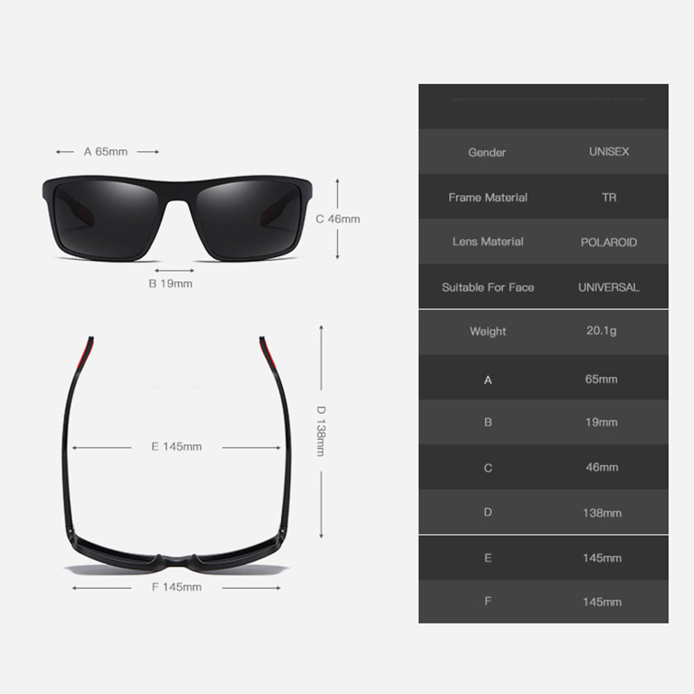 Men's Techsuit TR90 Sunglasses (MM101), Polarized, UV Protection, Matte Black Red