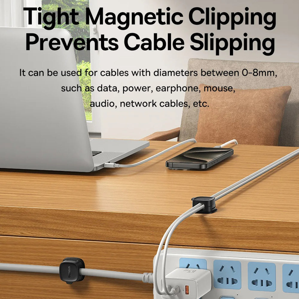 Baseus Lite Magnetische Kabelorganizer, Set van 3 Stuks, Zwart B01331106111-00