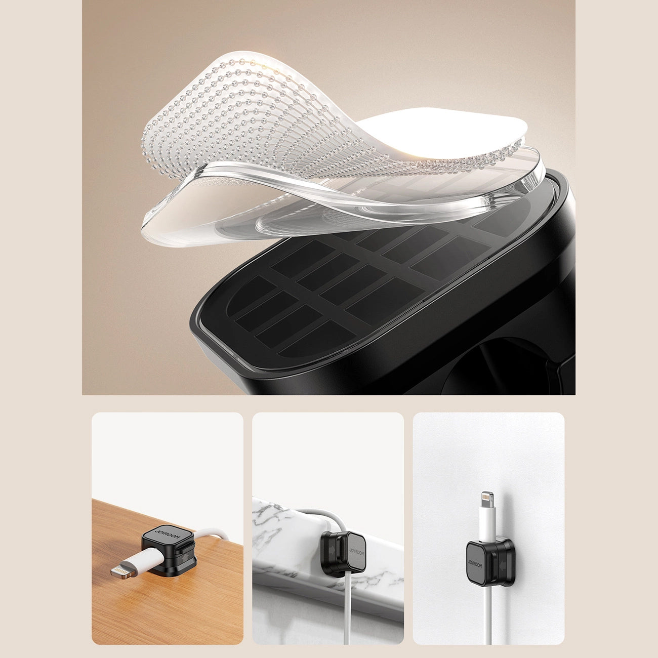 Organisateur de Câbles Joyroom JR-ZS368, Set de 6 Pièces, Noir