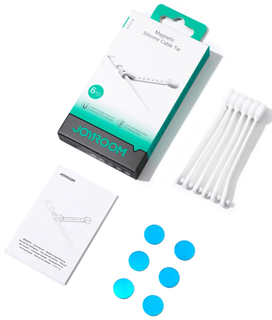 Organisateur de câbles Joyroom JR-ZS422, Magnétique, Set 6 Pièces, Blanc