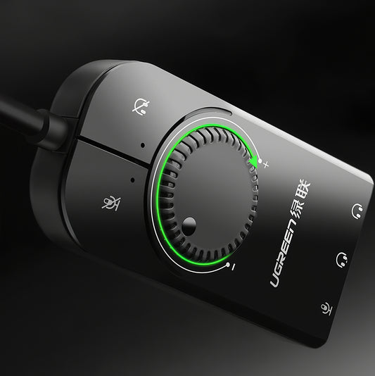 USB-Soundkarte UGREEN CM129, 3 x 3,5mm Klinke, Schwarz