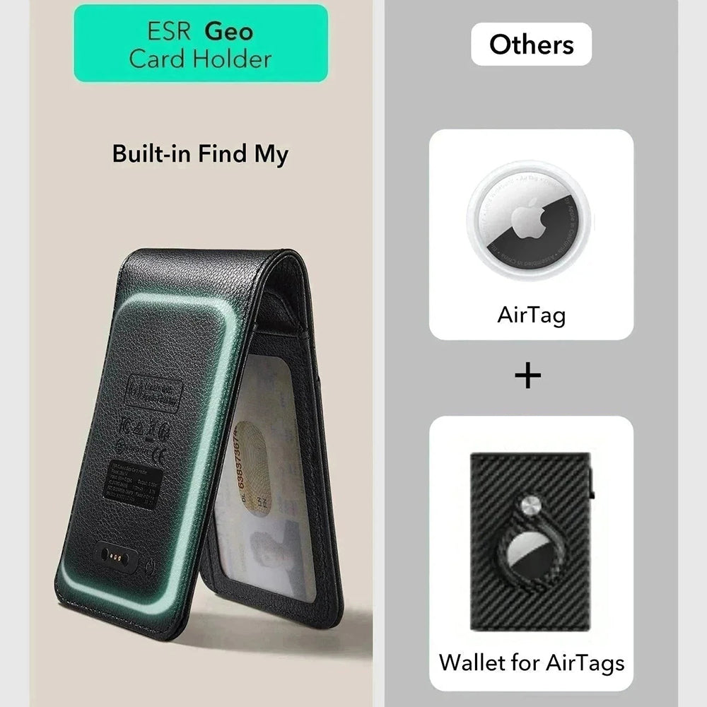 Portefeuille ESR Classic Geo Carbon avec fonction Find My et Protection RFID, Noir
