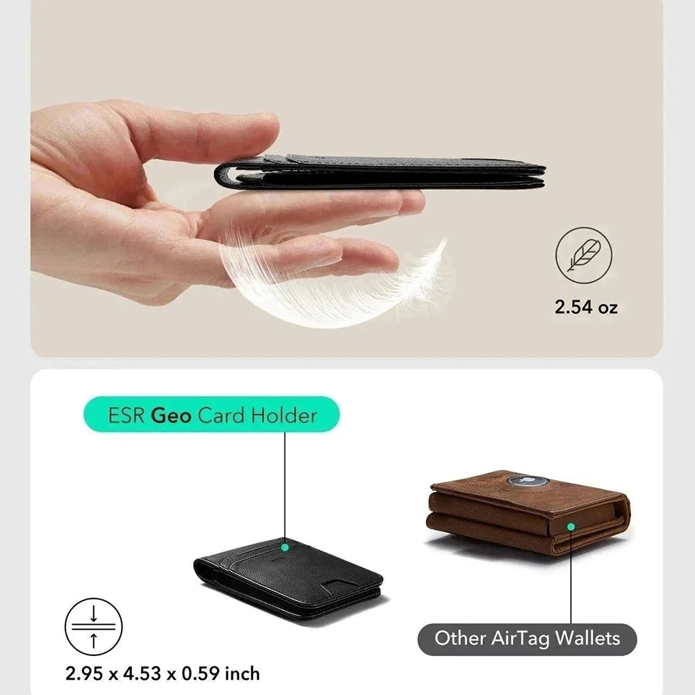 Portefeuille ESR Classic Geo Carbon avec fonction Find My et Protection RFID, Noir