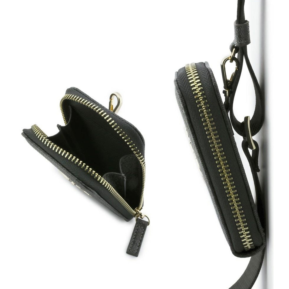 Portefeuille et Lanière Téléphone Guess 4G Logo Métallique, Noir