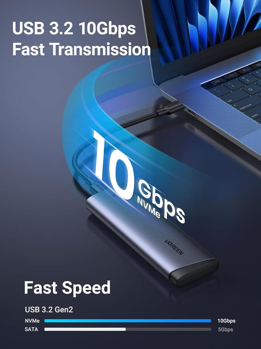 Rack UGREEN CM767 voor SSD SATA M.2 NVMe, Gri