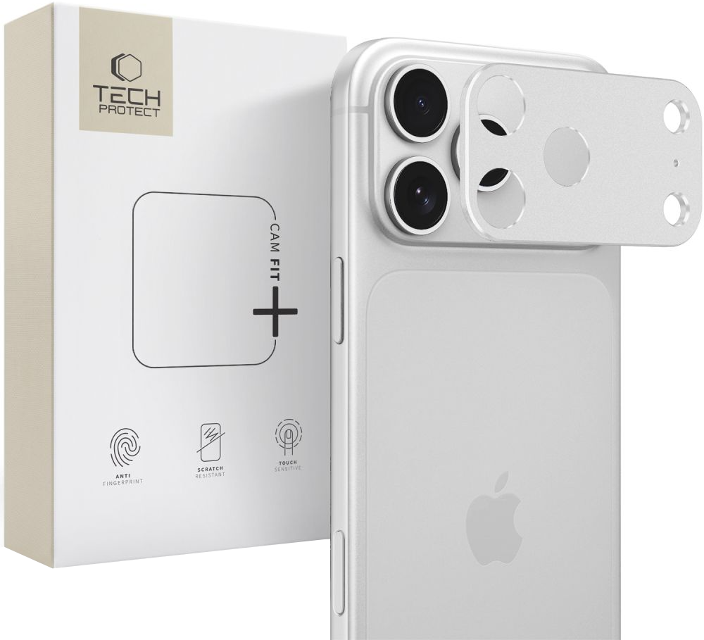 Cadre de protection pour caméra arrière Tech-Protect Camalloy Fit+ pour Apple iPhone 18 Pro Max, aluminium, argentée
