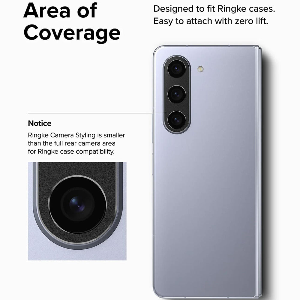 Ringke Styling Beschermingsframe Achtercamera voor Samsung Galaxy Z Fold5 F946, Aluminium, Zwart