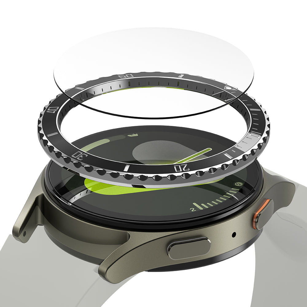 Cadre de protection Ringke Premium Styling pour Samsung Galaxy Watch7 40mm, Modèle 4, Noir
