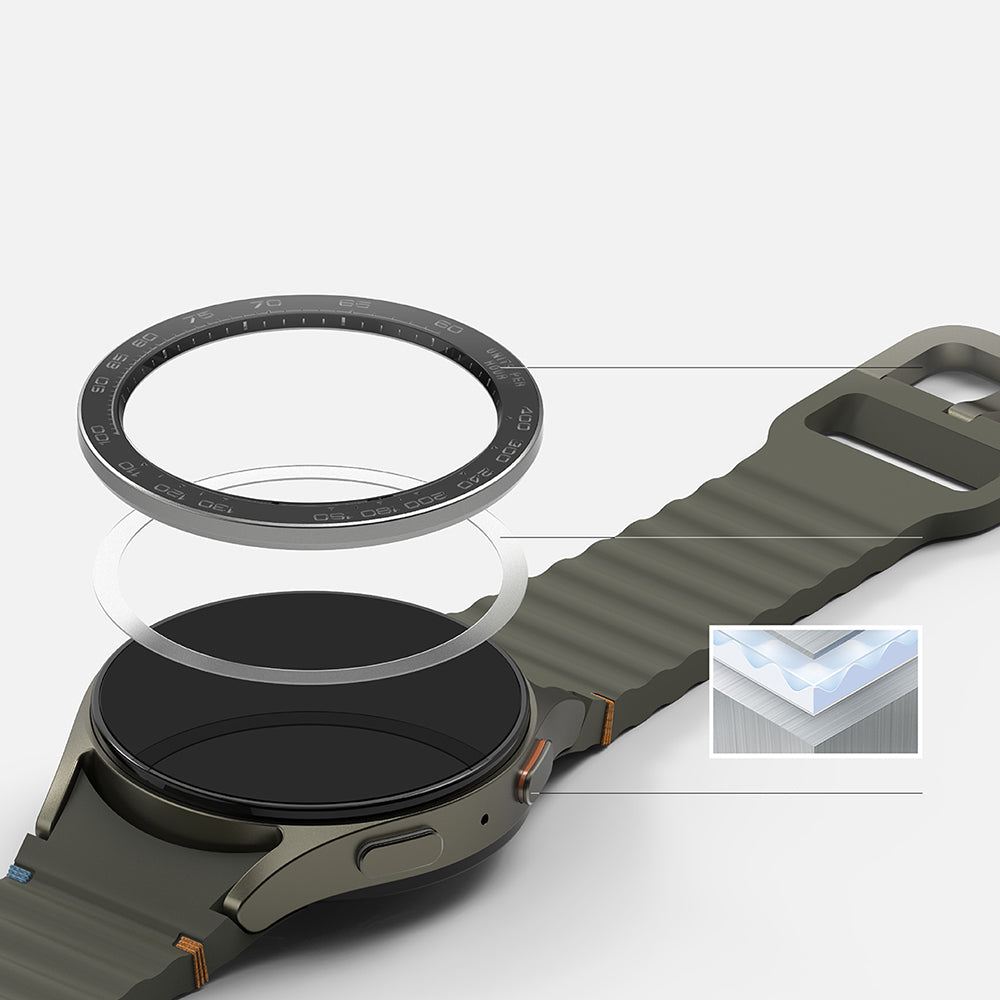 Ringke Premium Styling Schutzrahmen für Samsung Galaxy Watch7 44mm, Modell 1, Schwarz