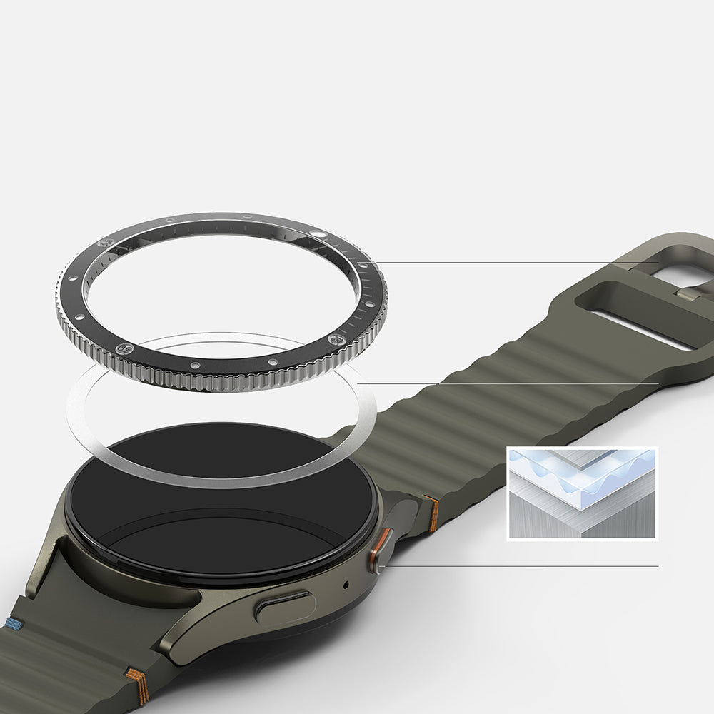 Cadre de protection Ringke Premium Styling pour Samsung Galaxy Watch7 44mm, Modèle 2, Noir